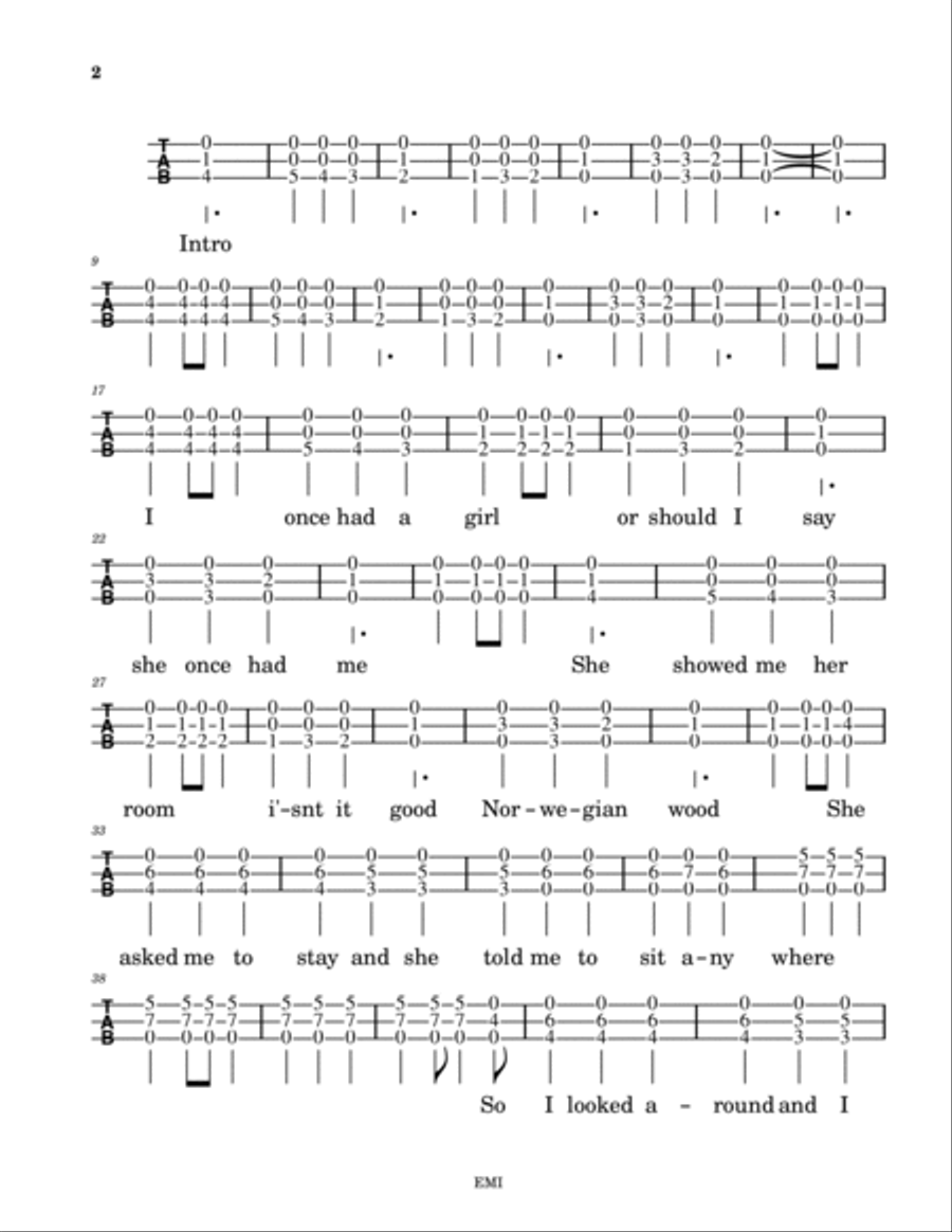 Norwegian Wood (this Bird Has Flown) Dulcimer scores gallery preview page 2