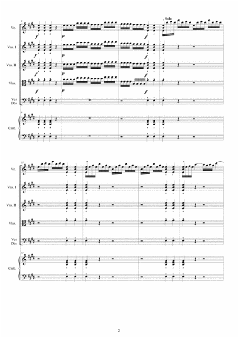 Vivaldi - Violin Concerto No.4 in E major RV 263 Op.9 for Violin, Strings and Cembalo Chamber Orchestra scores gallery preview page 2