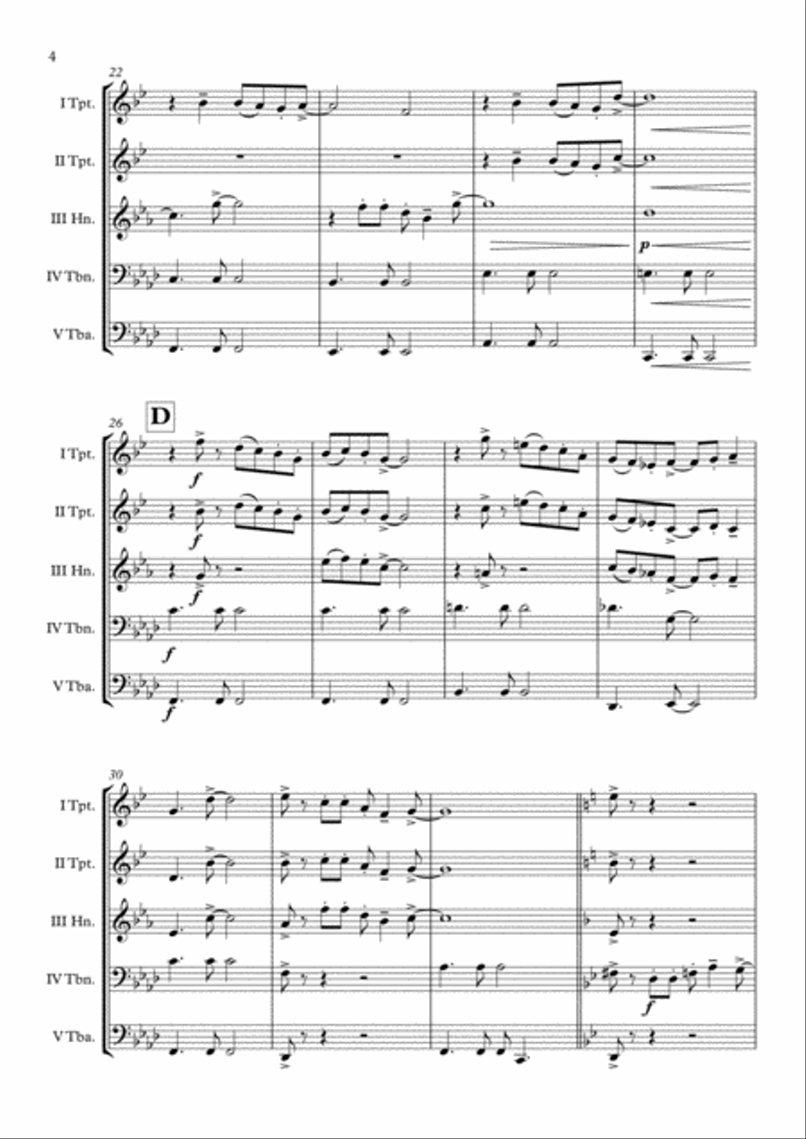 Hawaii Five-O Theme Brass Quintet scores gallery preview page 5