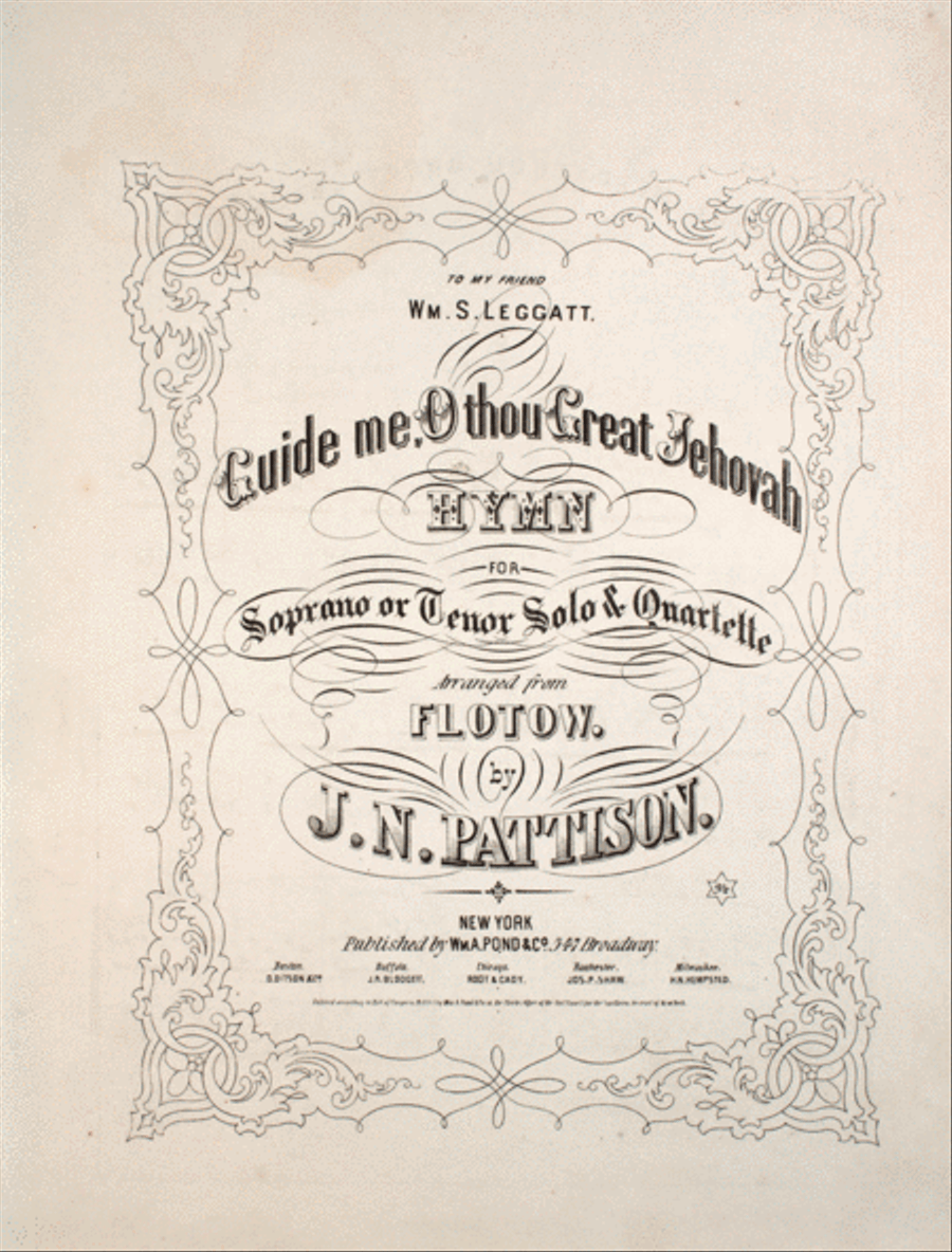 Guide me, O thou Great Jehovah. Hymn. Soprano or Tenor Solo & Quartette 4-Part scores gallery preview page 1