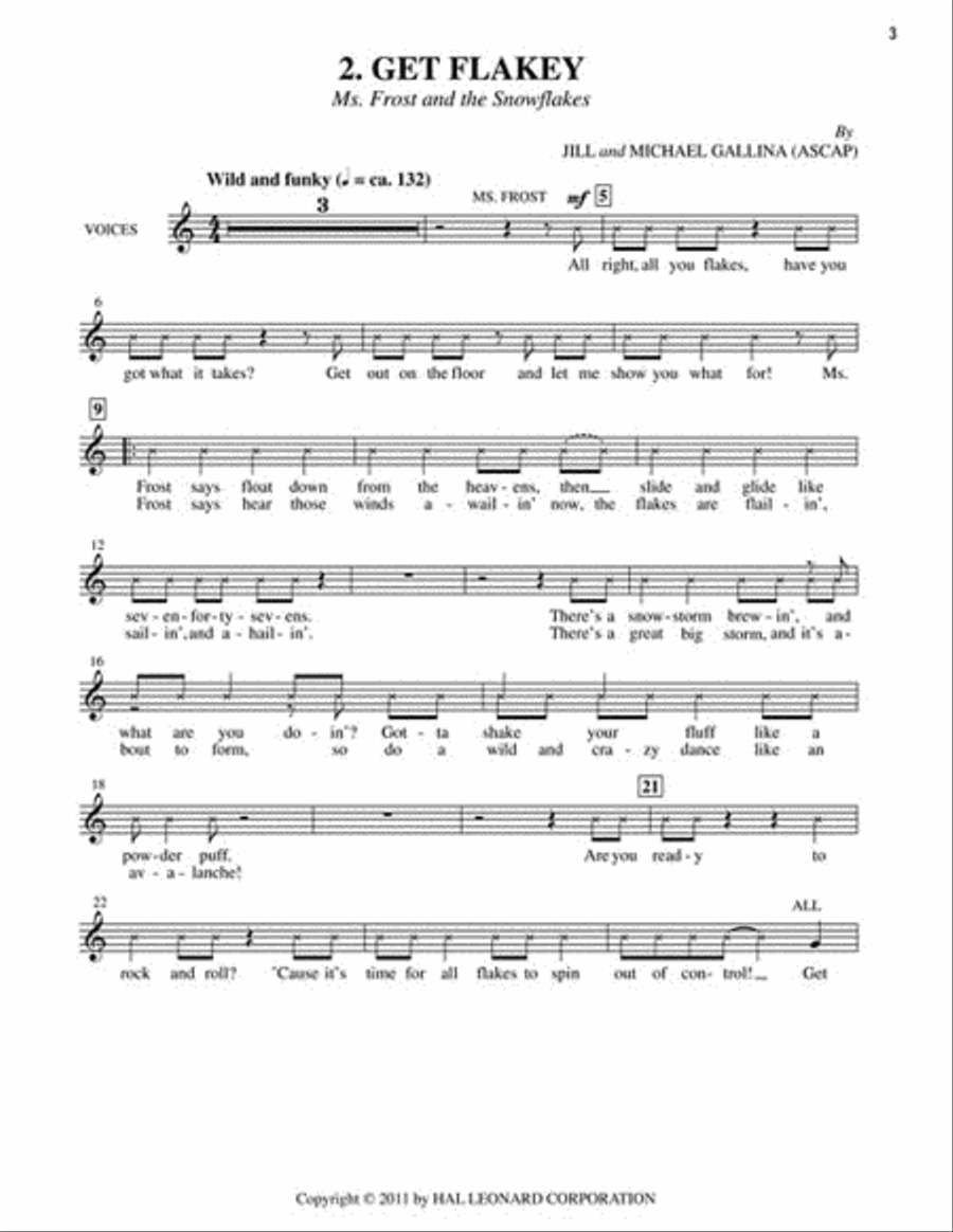 Snoozy Snowflake Unison Choir scores gallery preview page 4