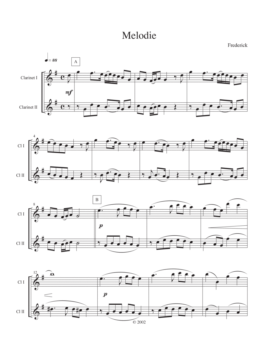 Melodie Clarinet Duet scores gallery preview page 1