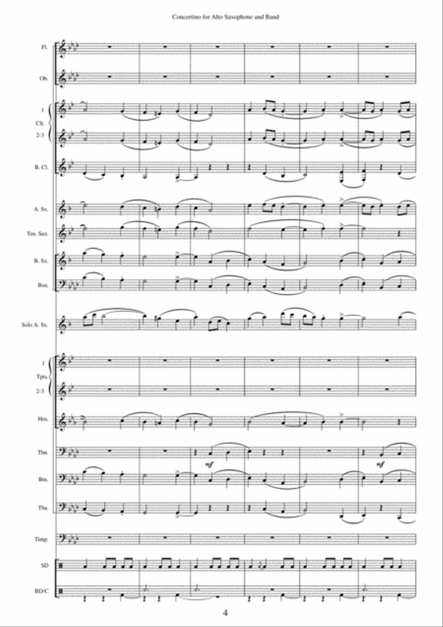 Concertino for Alto Saxophone and Band Concert Band scores gallery preview page 4