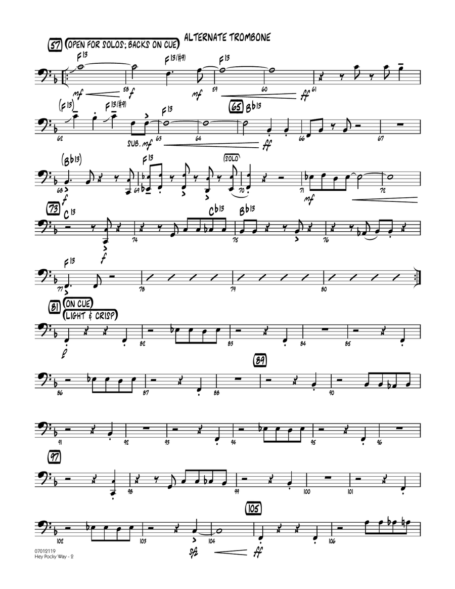 Hey Pocky Way - Alternate Trombone Jazz Ensemble scores gallery preview page 2