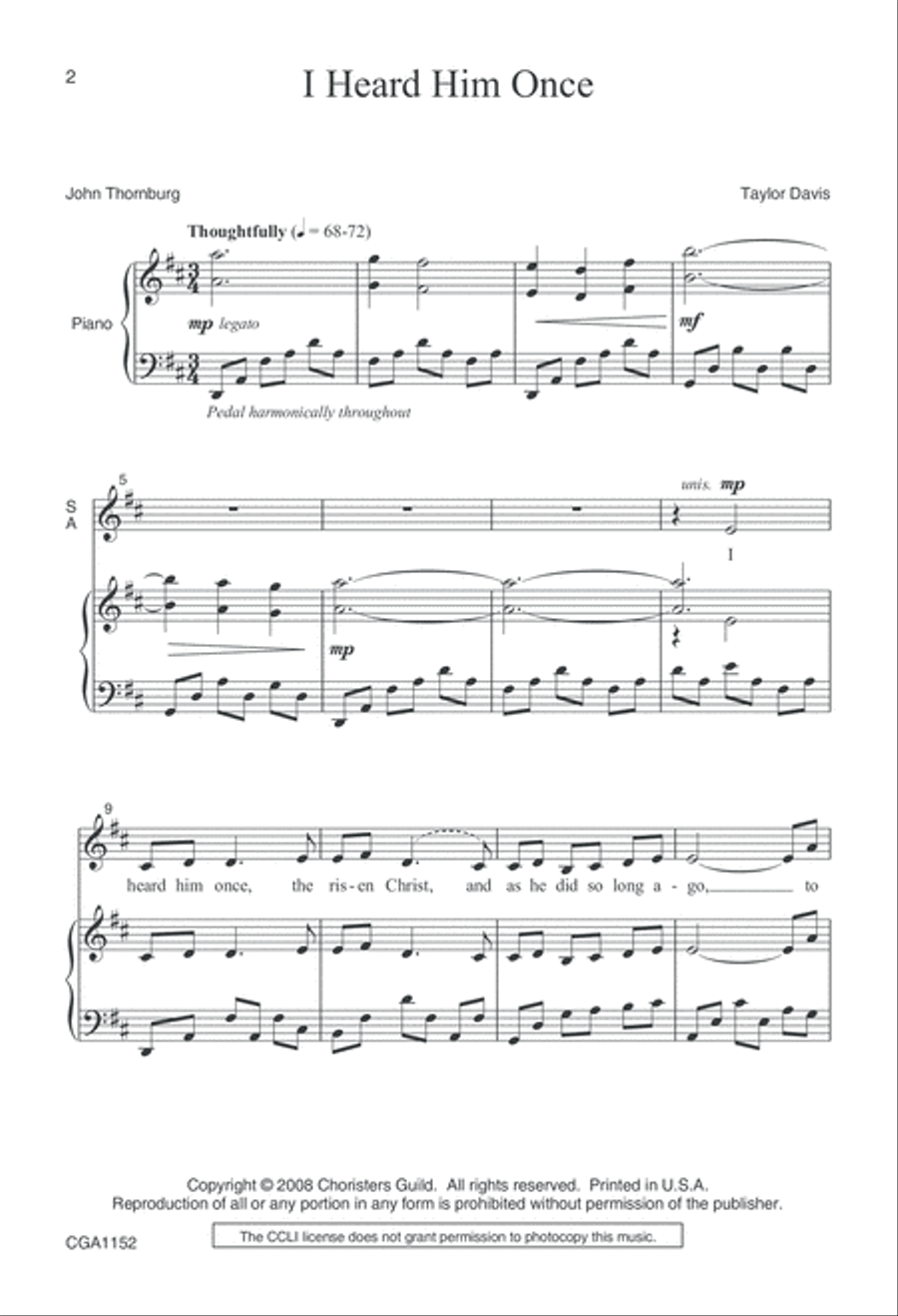 I Heard Him Once I Heard Him Once 4-Part scores gallery preview page 2