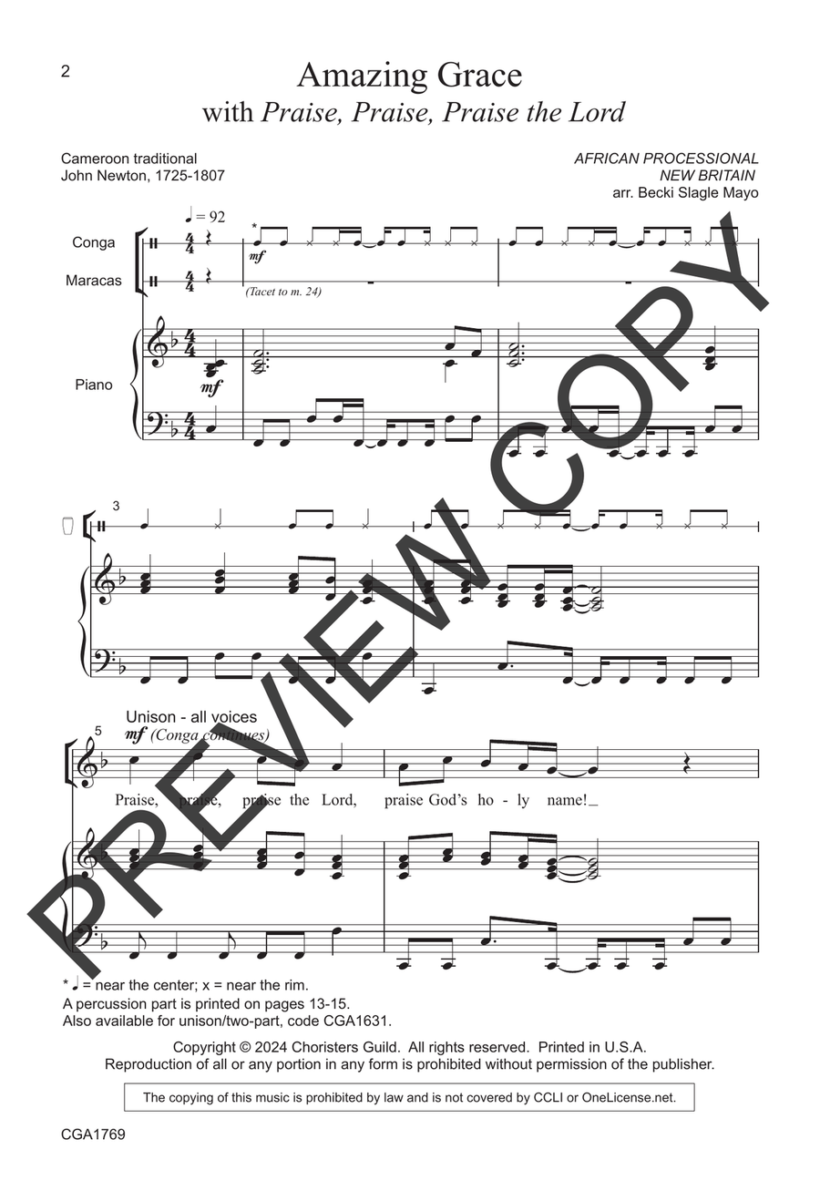 Amazing Grace with Praise, Praise, Praise the Lord Choir scores gallery preview page 2