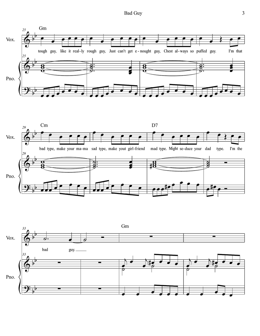 Bad Guy Bad Guy Voice scores gallery preview page 4