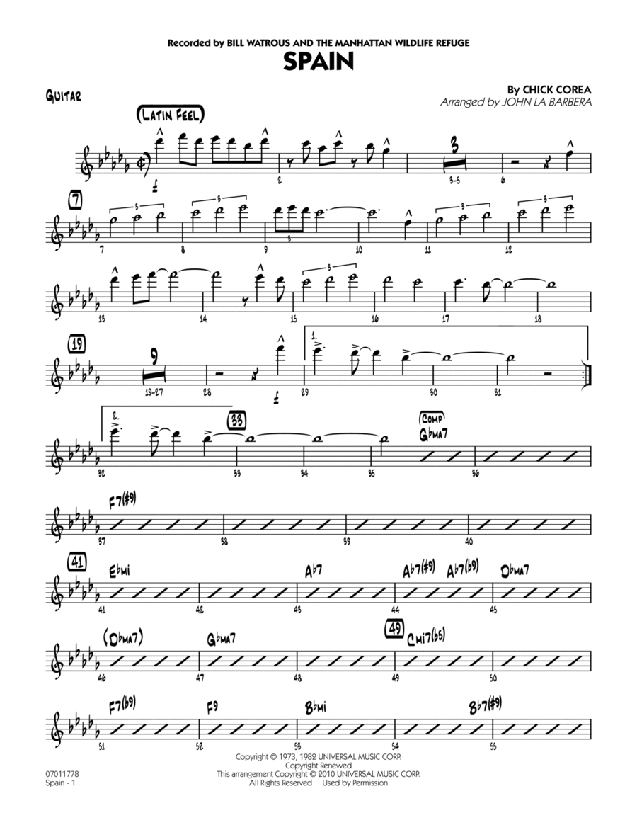 Spain - Guitar Spain - Guitar Jazz Ensemble scores gallery preview page 1