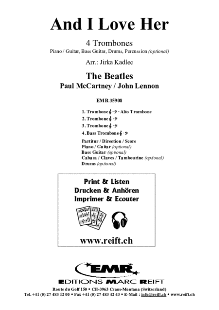 And I Love Her And I Love Her Trombone Quartet scores gallery preview page 2