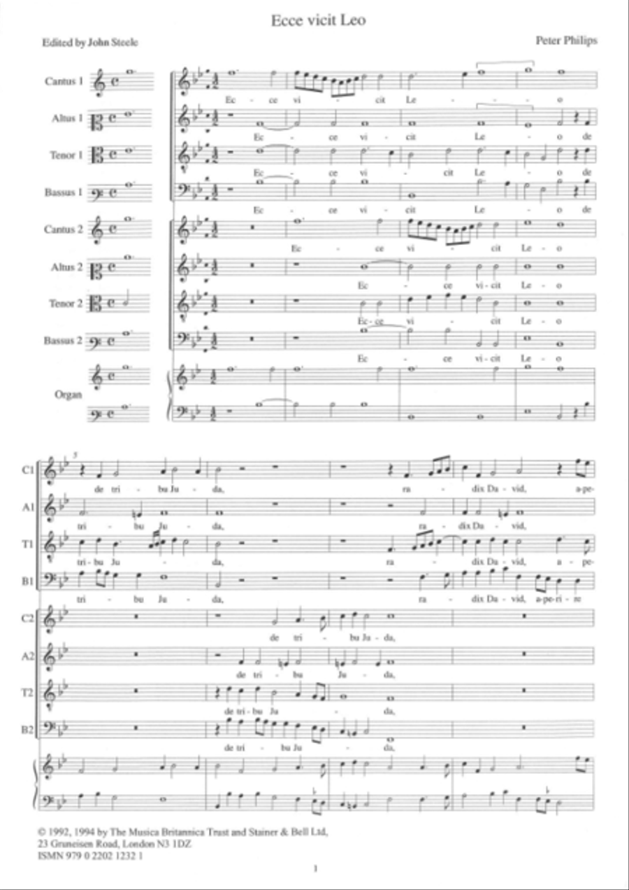 Ecce vicit Leo. B flat (orig. C) 4-Part scores gallery preview page 2