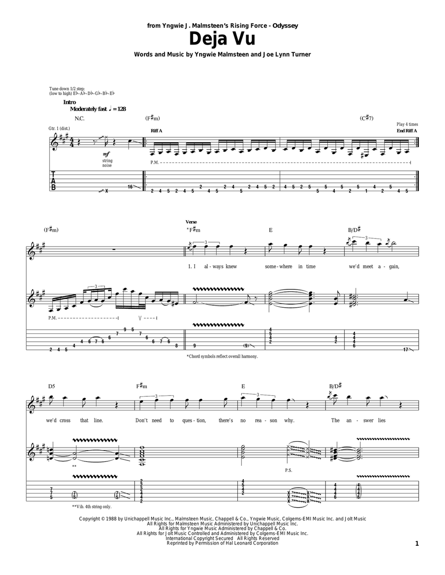 Deja Vu Electric Guitar scores gallery preview page 1