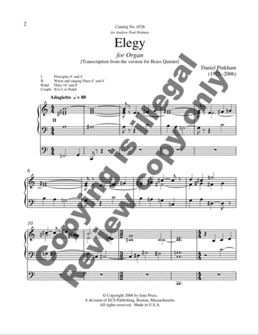 Elegy Organ scores gallery preview page 3