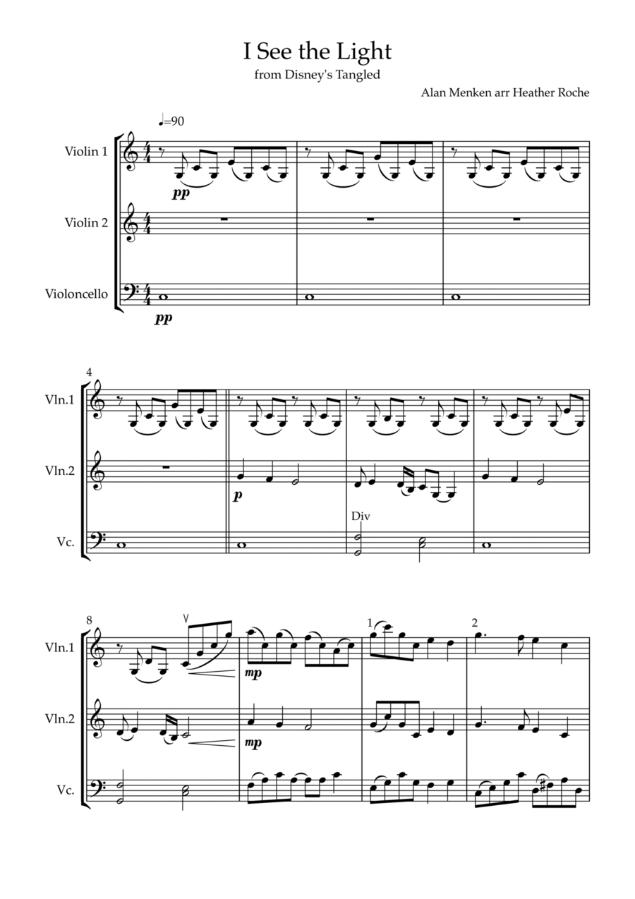 I See The Light Cello scores gallery preview page 1