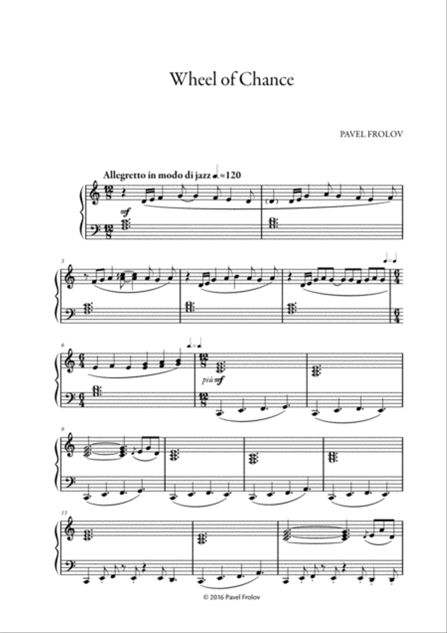 Wheel Of Chance Wheel Of Chance Easy Piano scores gallery preview page 1