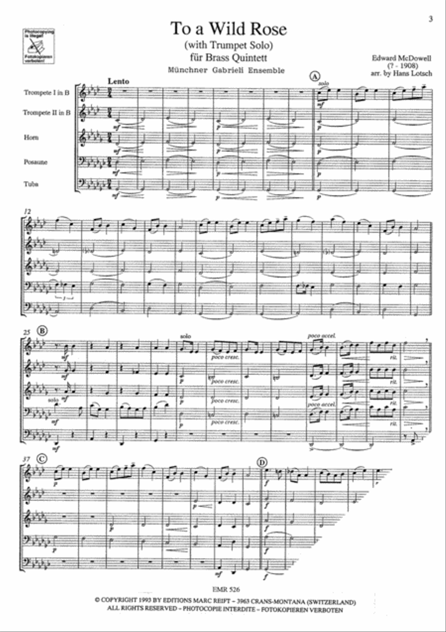 To A Wild Rose To A Wild Rose Brass Quintet scores gallery preview page 6