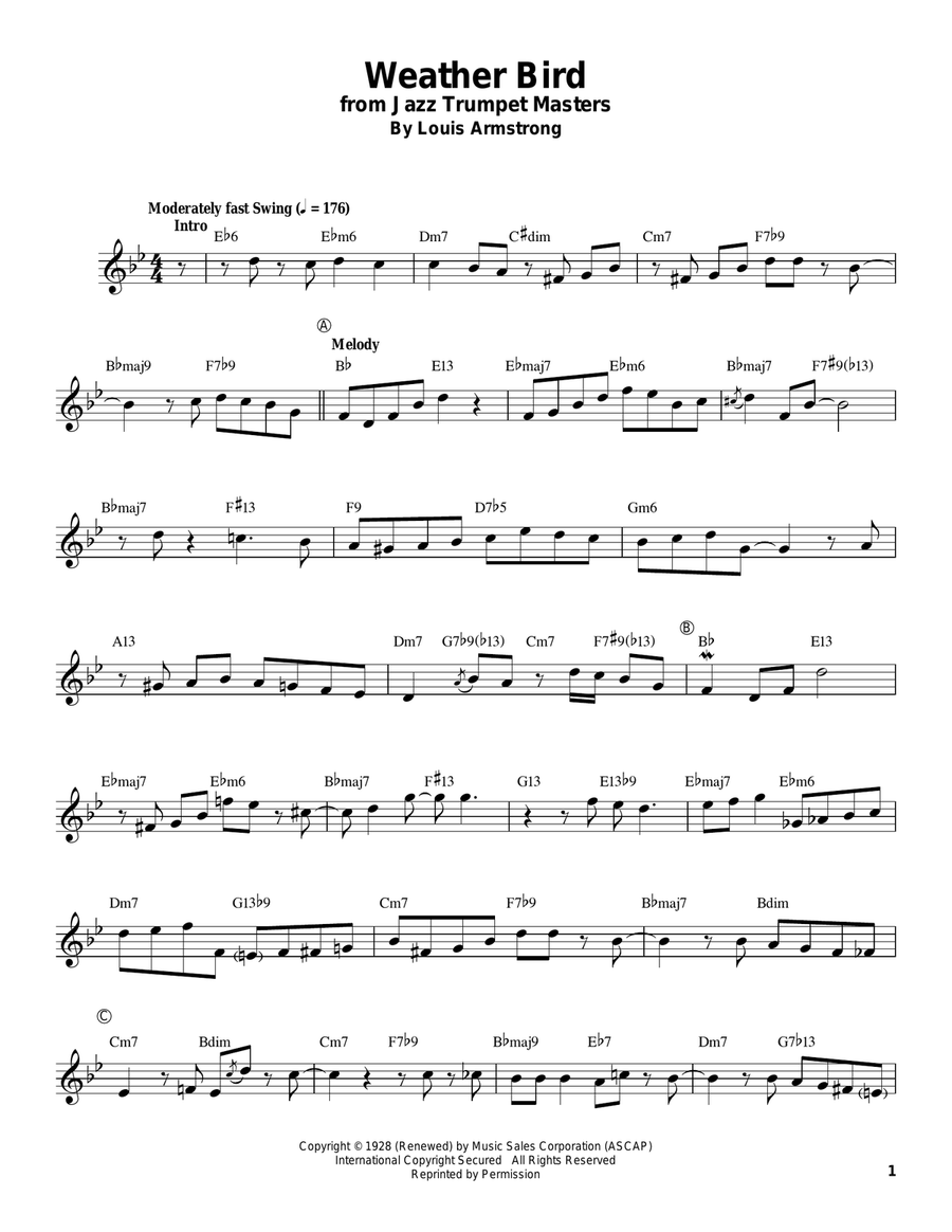Weather Bird Trumpet scores gallery preview page 1