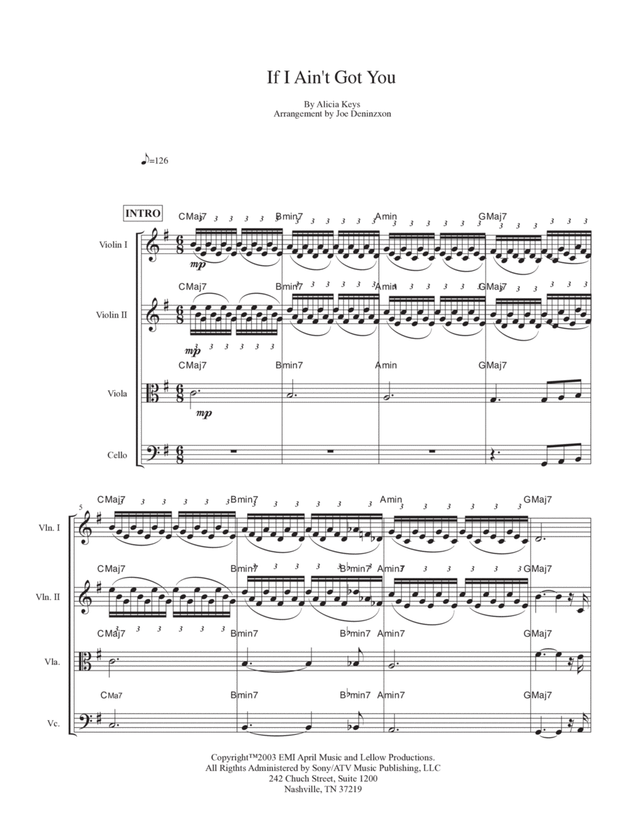 If I Ain't Got You String Quartet scores gallery preview page 1