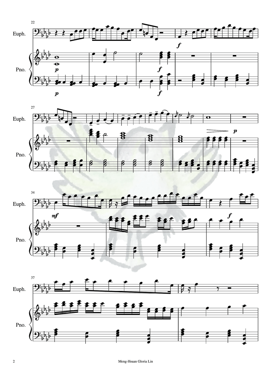 Midnight Euphonium solo Piano Accompaniment Euphonium scores gallery preview page 2