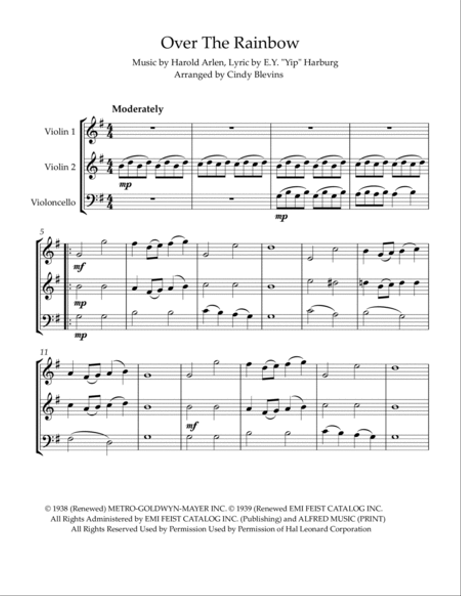 Over The Rainbow (from The Wizard Of Oz) String Trio scores gallery preview page 2