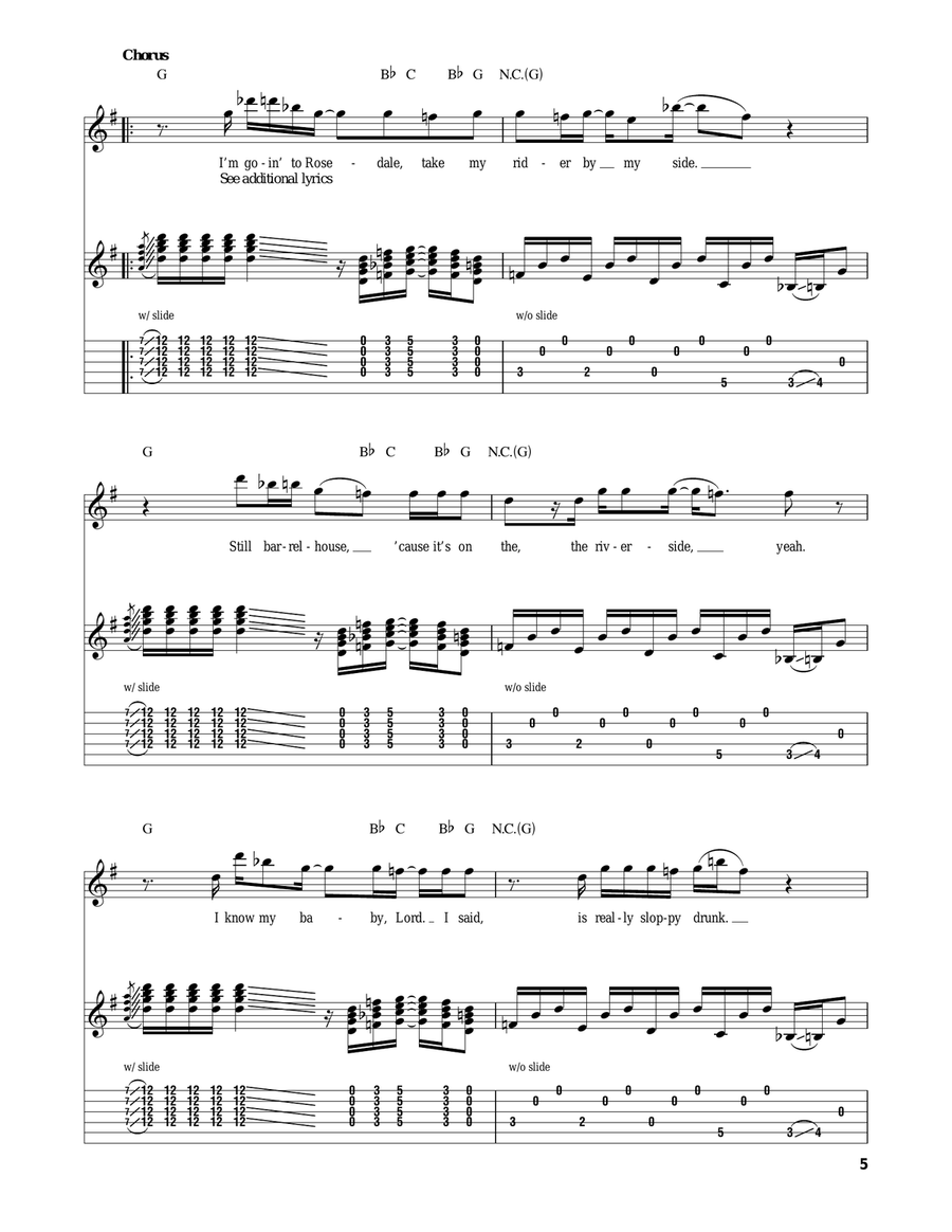 Travelling Riverside Blues Electric Guitar scores gallery preview page 5