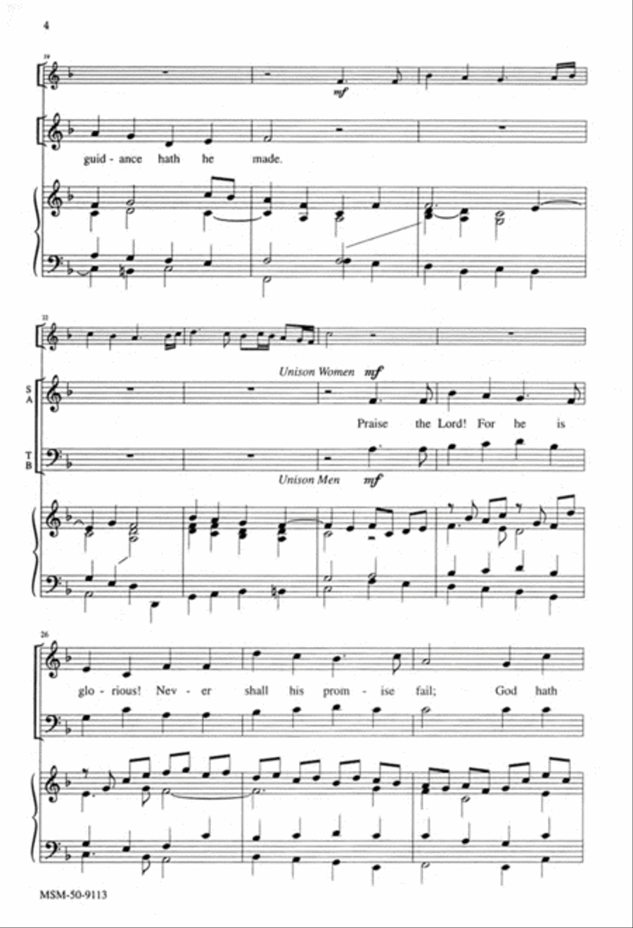 Praise the Lord! Ye Heavens, Adore Him 4-Part scores gallery preview page 4