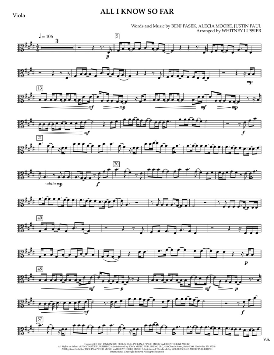 All I Know So Far Viola Solo scores gallery preview page 1