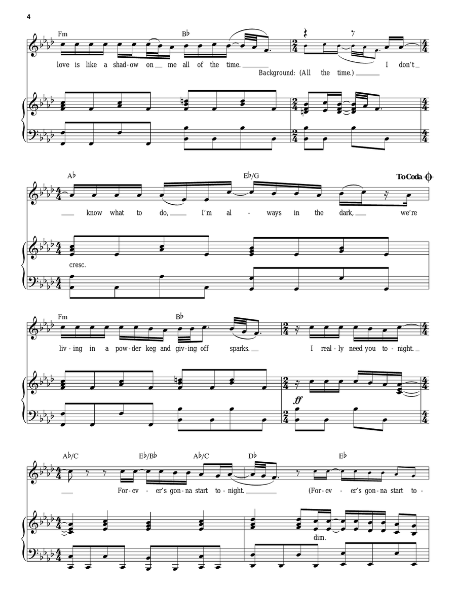 Total Eclipse Of The Heart Piano, Vocal scores gallery preview page 4