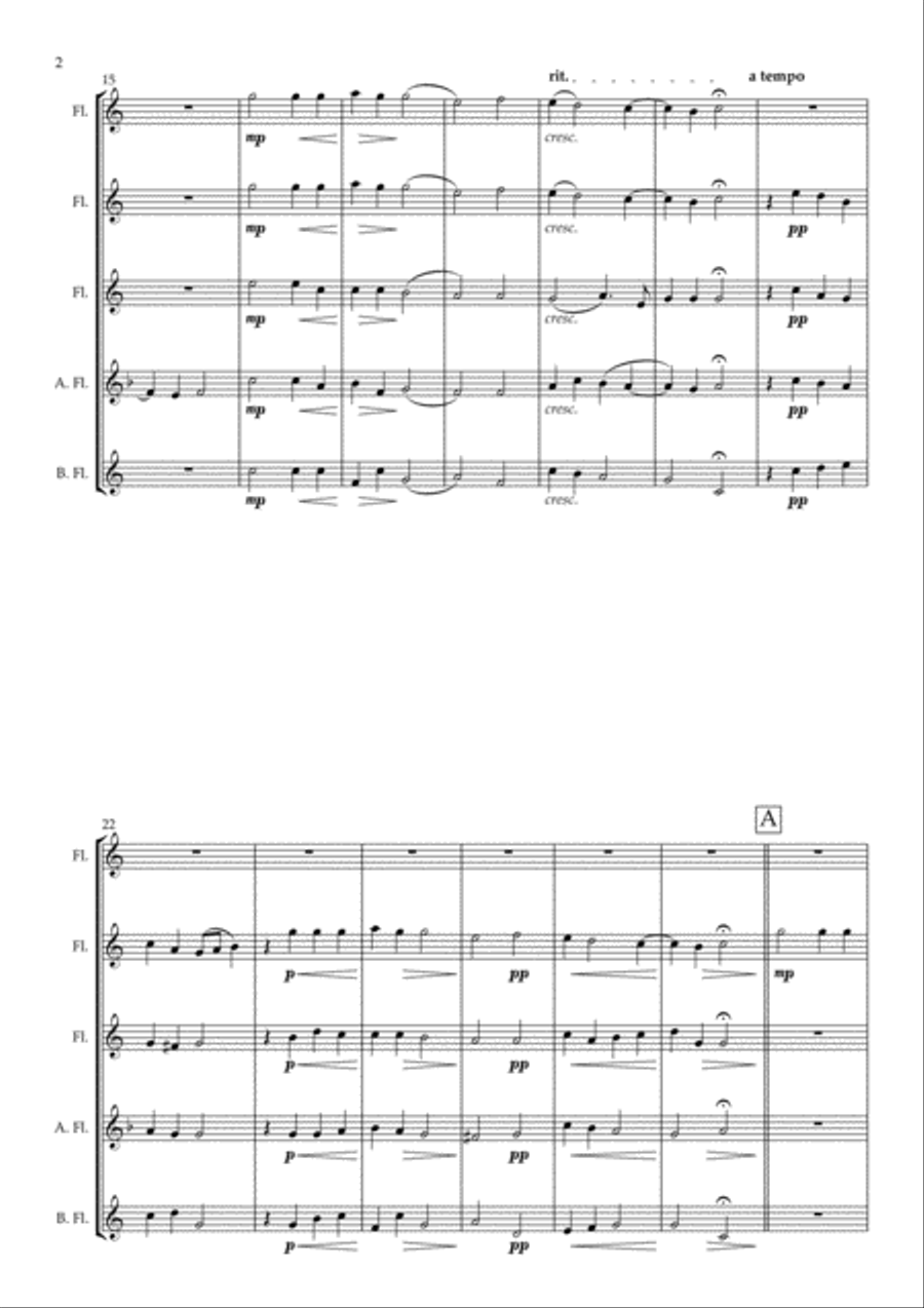 Es Ist Ein Rose Entsprungen arranged for Flute Quintet Woodwind Quintet scores gallery preview page 4