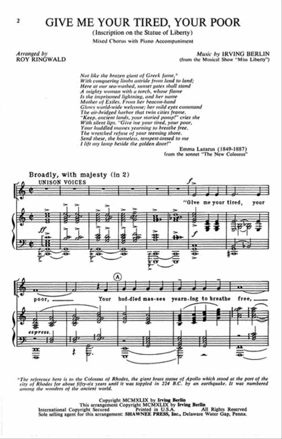 Give Me Your Tired, Your Poor 4-Part scores gallery preview page 2