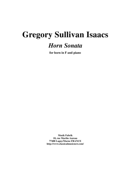 Gregory Sullivan Isaacs: Horn Sonata for horn and piano image number null