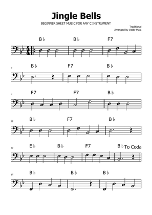 Jingle Bells - Bb Major (with note names)