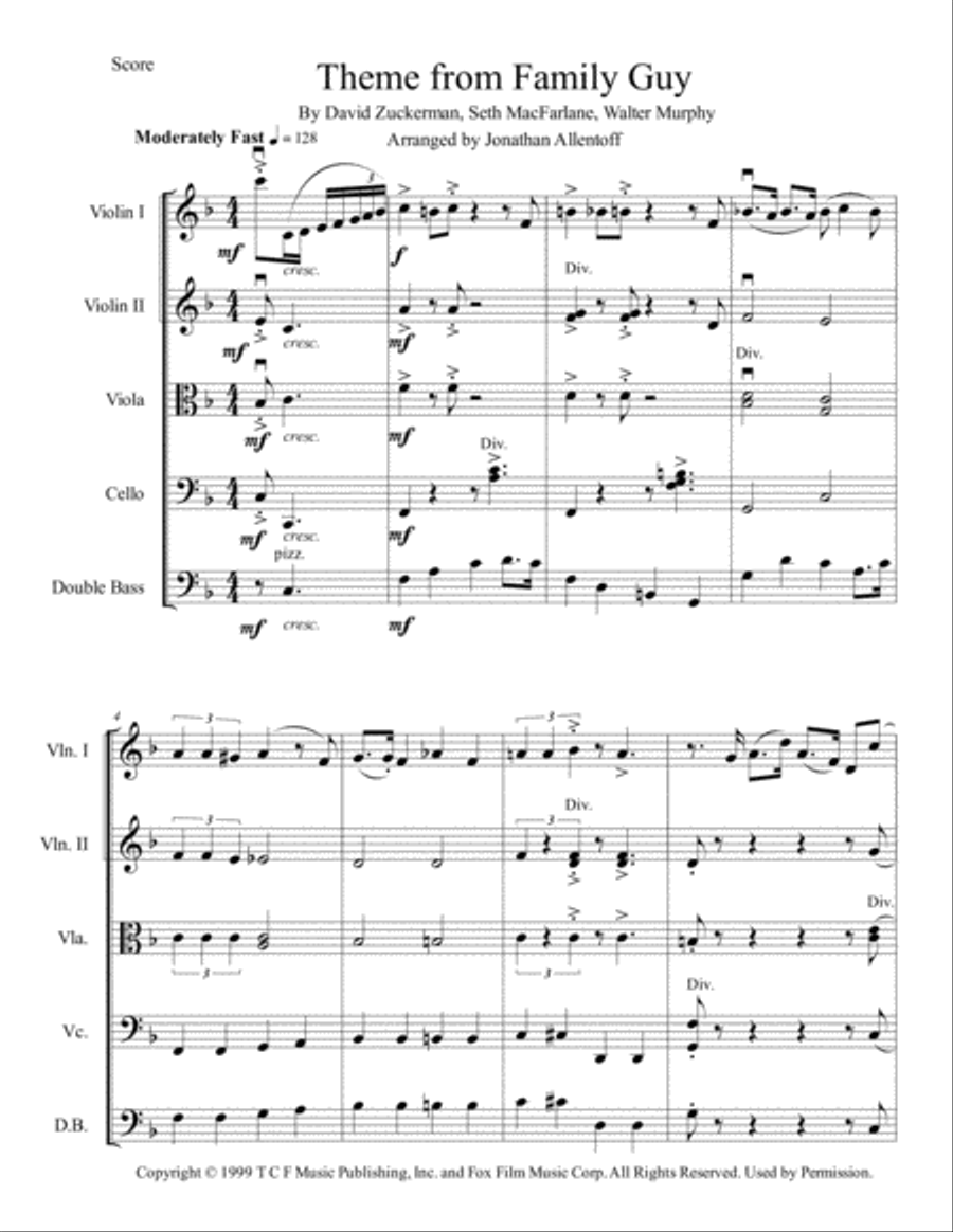 Theme From Family Guy String Orchestra scores gallery preview page 2