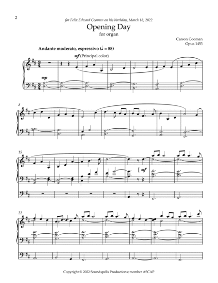Opening Day Organ Solo scores gallery preview page 2