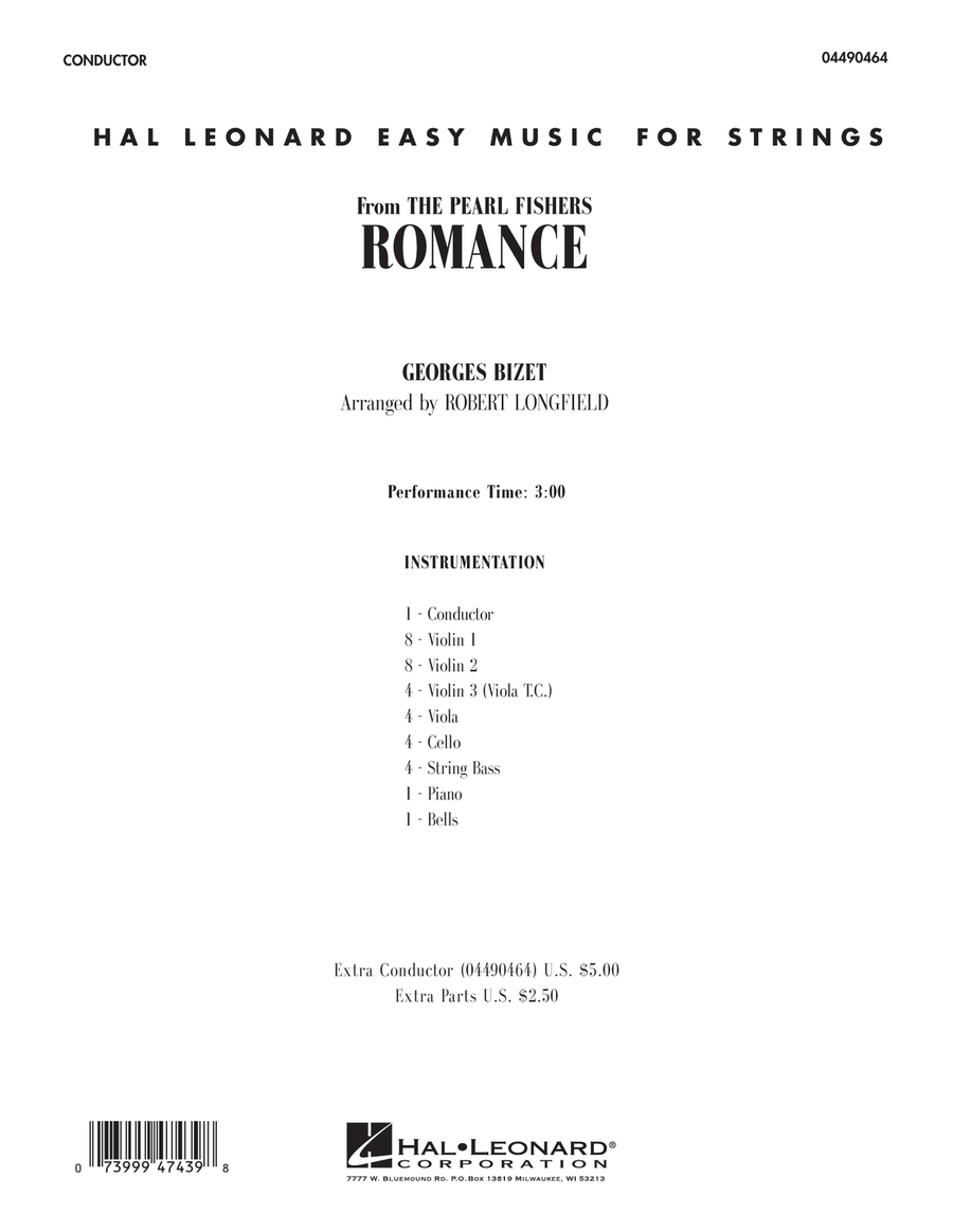Romance (from The Pearl Fishers) - Conductor Score (Full Score) Orchestra scores gallery preview page 1