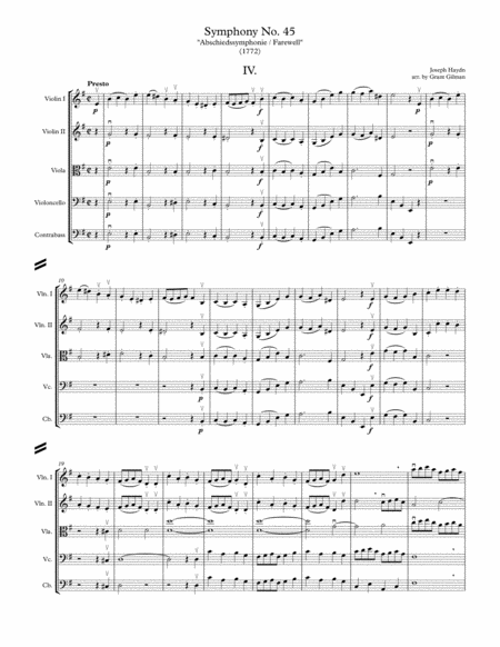 Haydn - "Farewell" Symphony - Arranged for String Orchestra