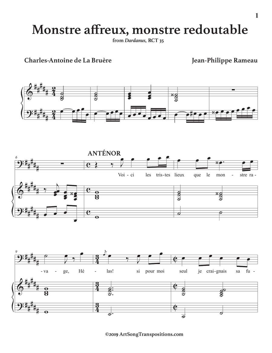 RAMEAU: Monstre affreux, monstre redoutable (transposed to G-sharp minor) Voice scores gallery preview page 2