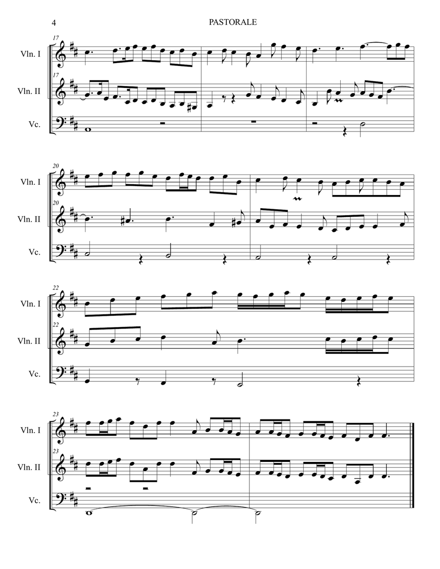 PASTORALE - Pachelbel - Arr. for String Trio with parts PASTORALE - Pachelbel - Arr. for String Trio with parts String Trio scores gallery preview page 4