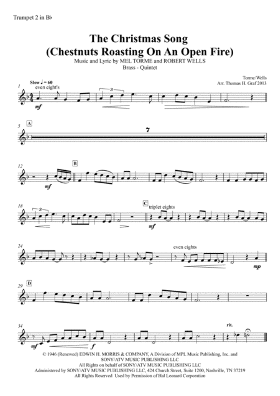 The Christmas Song (Chestnuts Roasting On An Open Fire) Horn scores gallery preview page 5