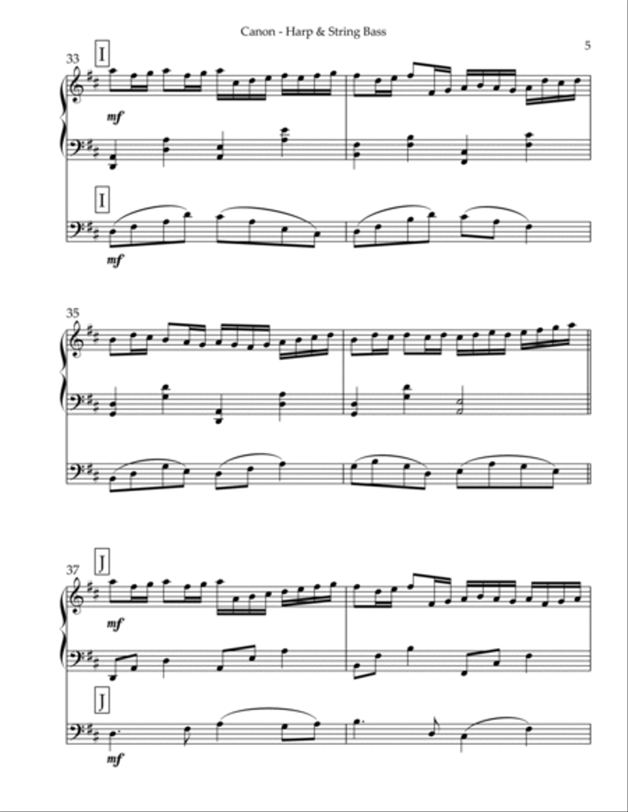 Canon, Duet for String Bass & Harp String Duet scores gallery preview page 5