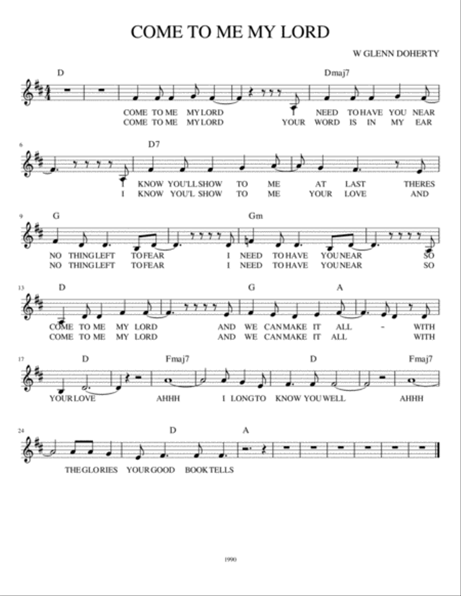 come to me my lord come to me my lord Unison Choir scores gallery preview page 1