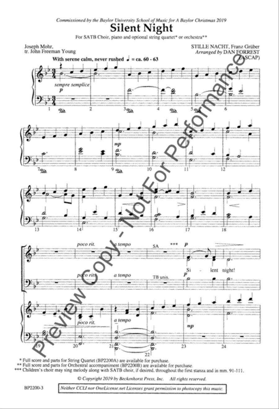Silent Night - Forrest - SATB 4-Part scores gallery preview page 3