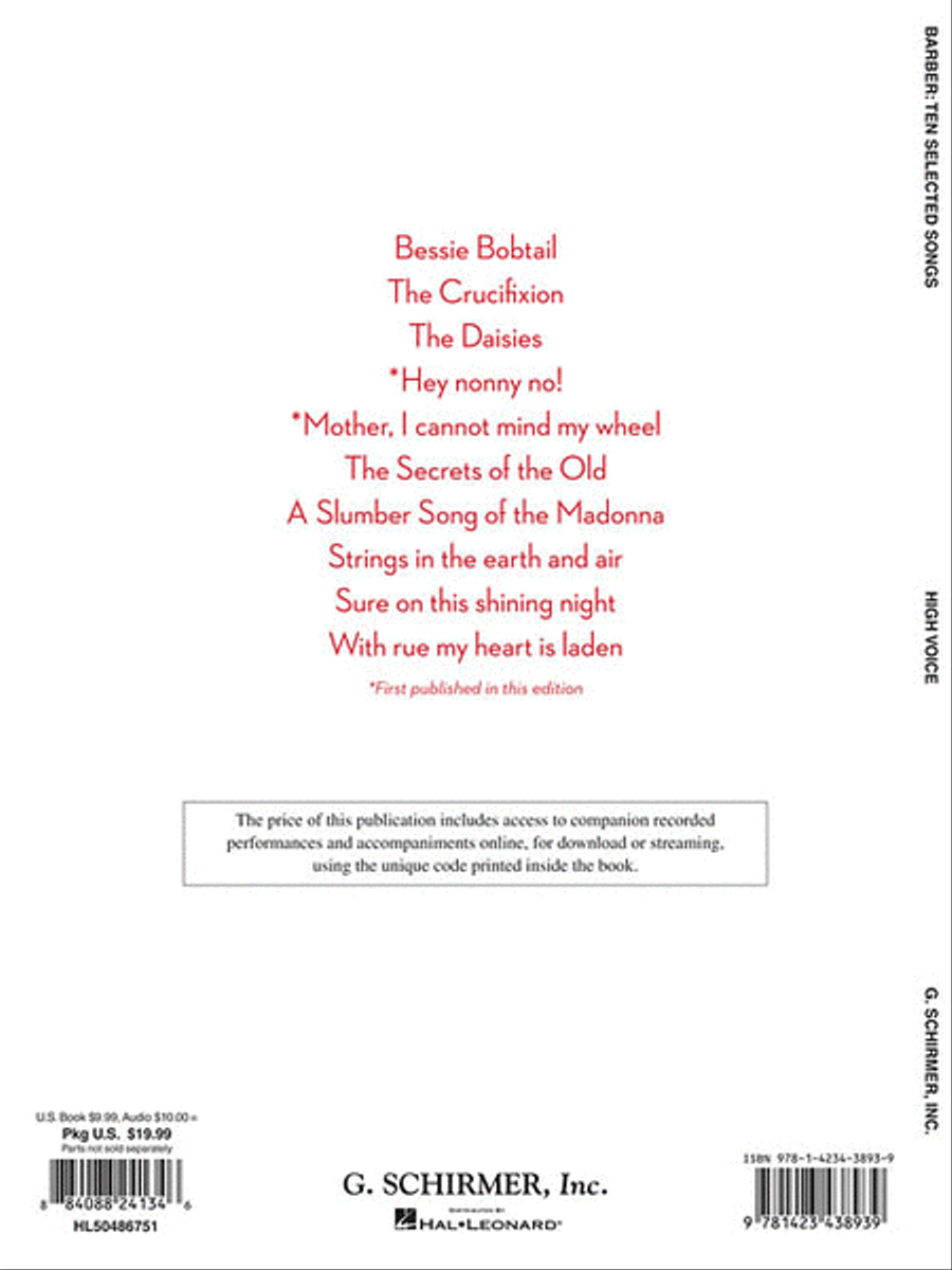 Samuel Barber – 10 Selected Songs High Voice scores gallery preview page 2