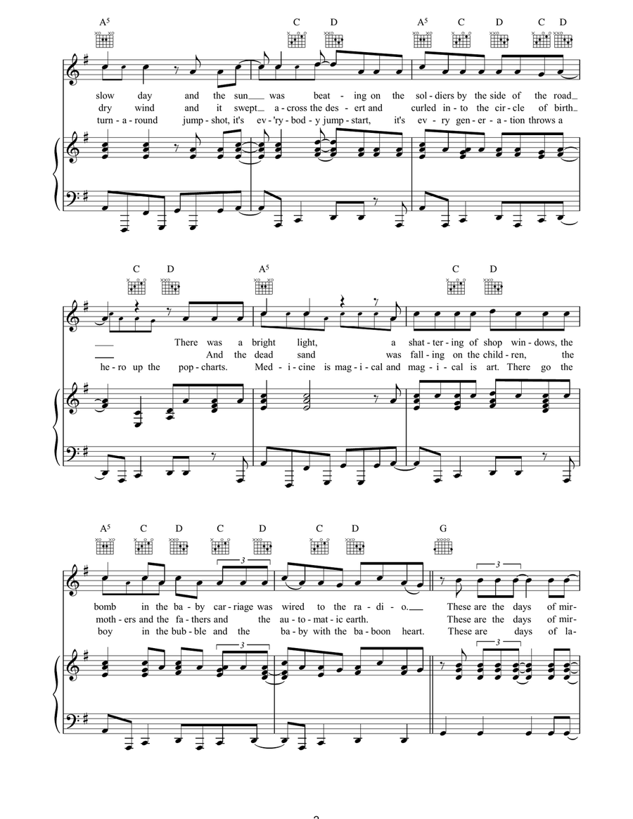 The Boy In The Bubble Piano, Vocal, Guitar scores gallery preview page 2