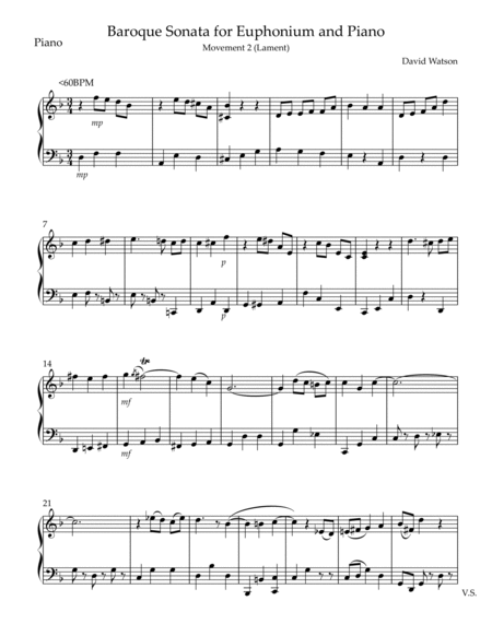 Baroque Sonata for Euphonium 2nd Movement (Lament)