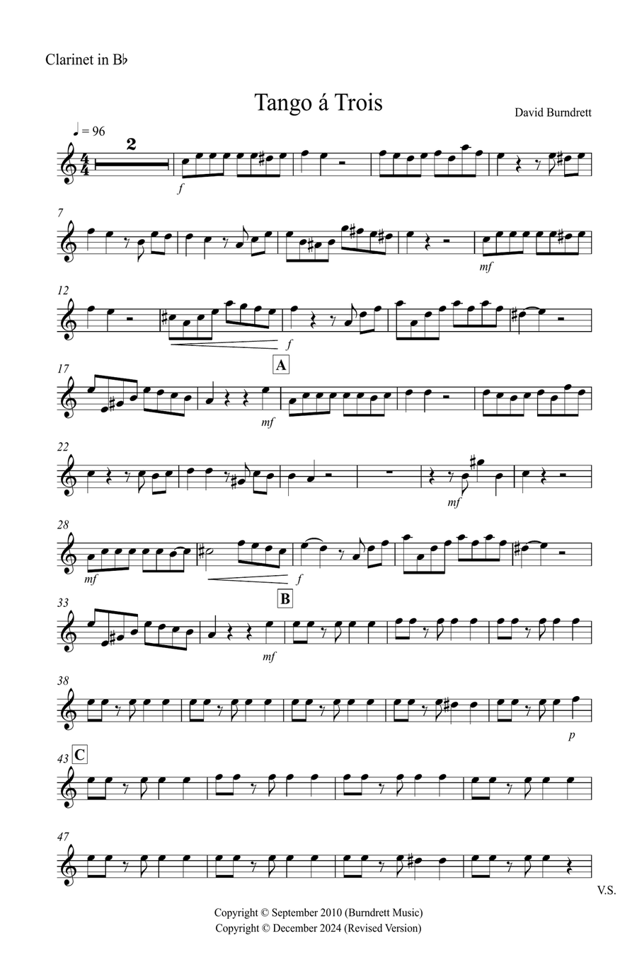 Tango a Trios for Clarinet, Alto Saxophone and Trombone Trio Small Ensemble scores gallery preview page 4