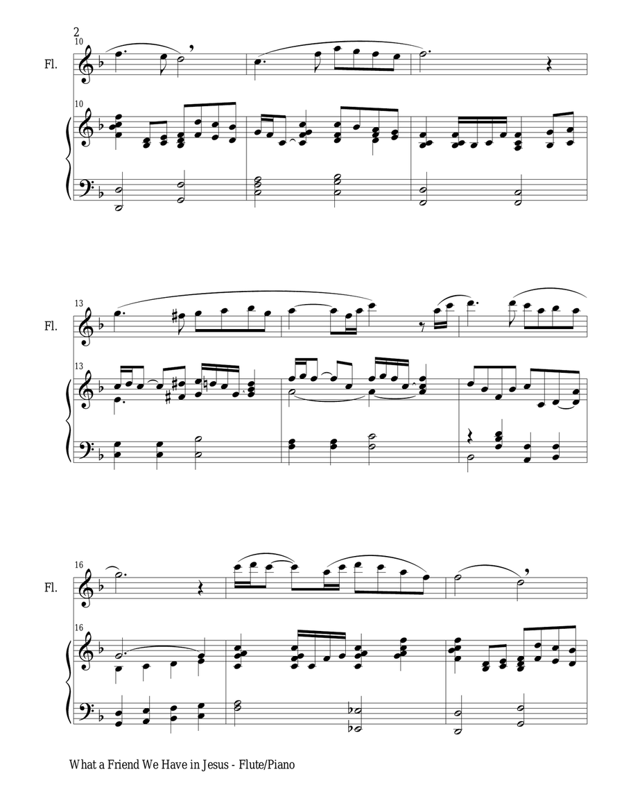 WHAT A FRIEND WE HAVE IN JESUS (Flute/Piano and Flt Part) Flute Solo scores gallery preview page 2