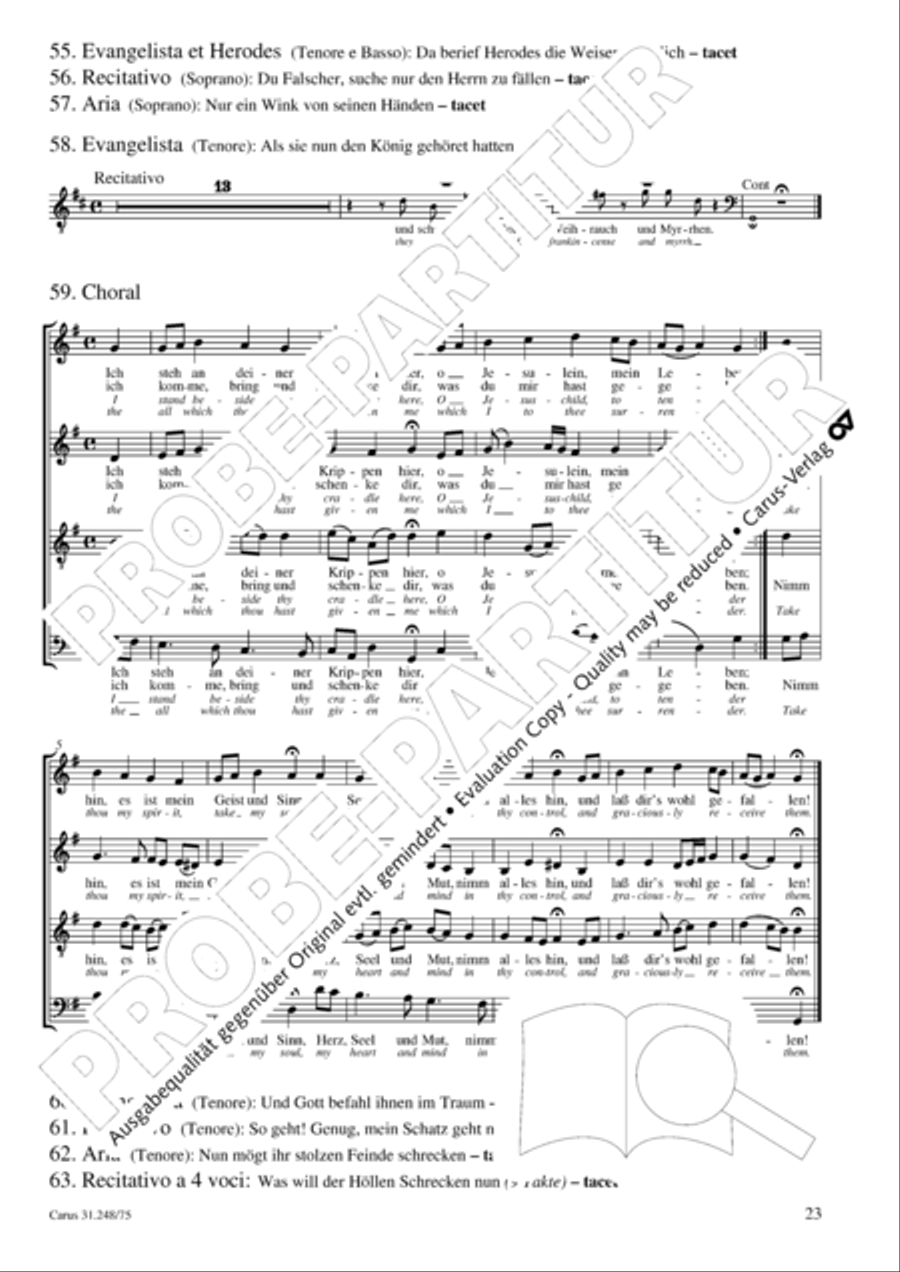 Christmas Oratorio (Weihnachtsoratorium, Teile IV-VI) 4-Part scores gallery preview page 24