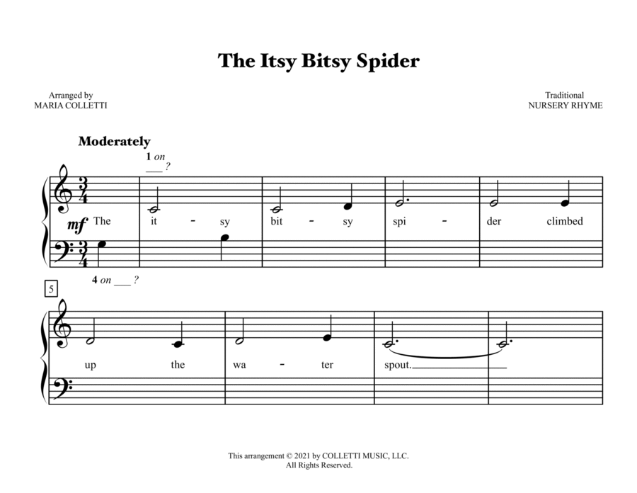 Itsy bitsy spider easy piano sale