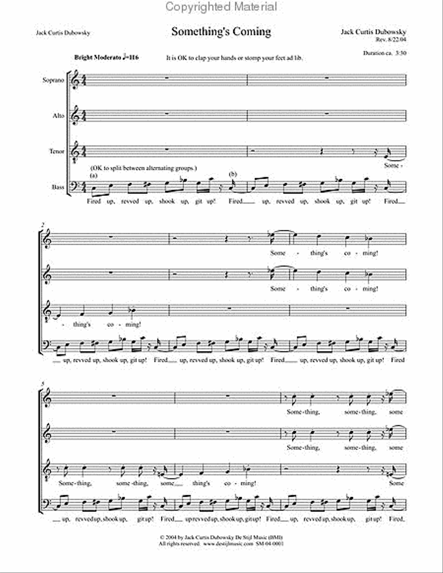 Something's Coming (SATB) 4-Part scores gallery preview page 2