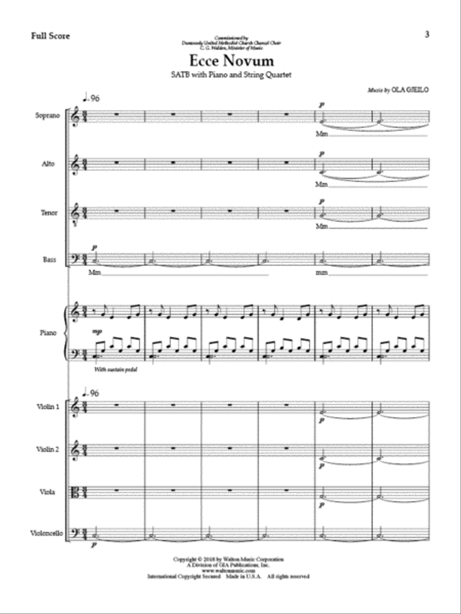 Ecce Novum (Full Score and Instrumental Parts) Divisi scores gallery preview page 2